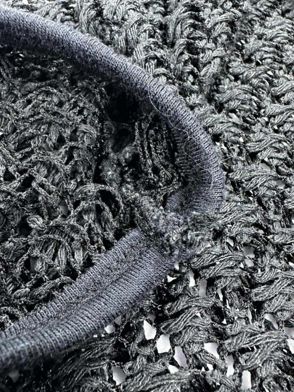 International Sportswear 2XL Black Open Knit Crochet Sweater Large Grunge Punk - Picture 14 of 15